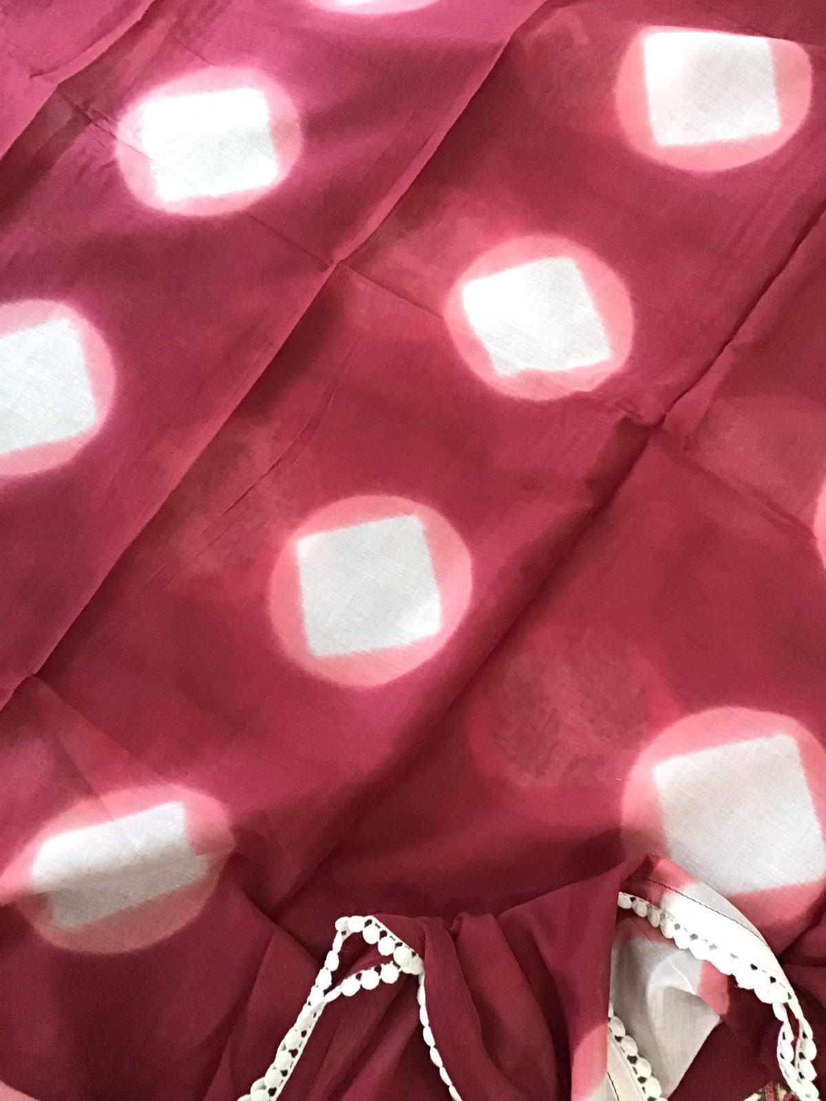 Pure Fine Cotton Silk Self Weaved Printed Suit - Off White