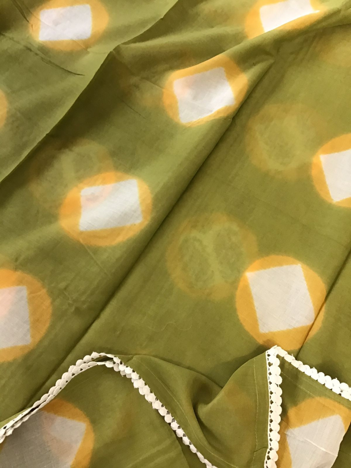 Pure Fine Cotton Silk Self Weaved Printed Suit - Off White