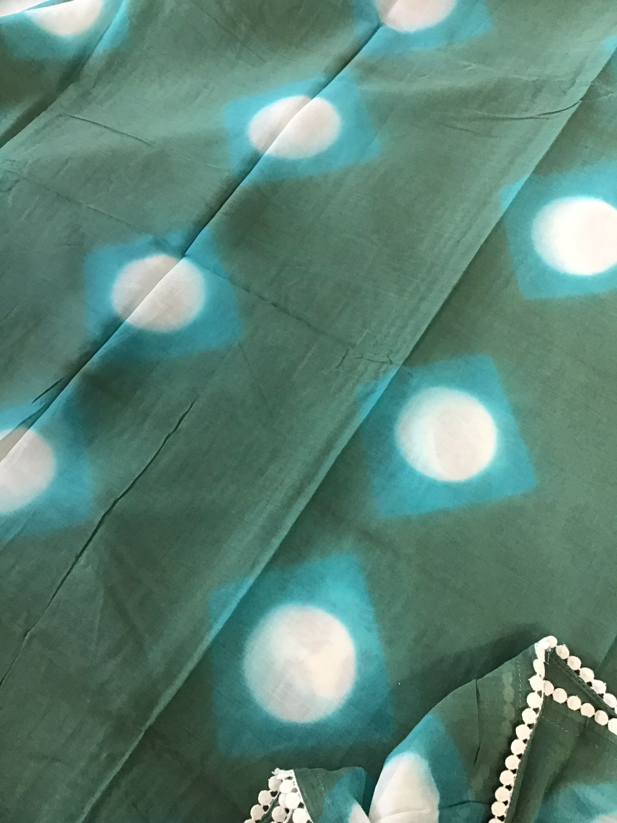 Pure Fine Cotton Silk Self Weaved Printed Suit - Off White