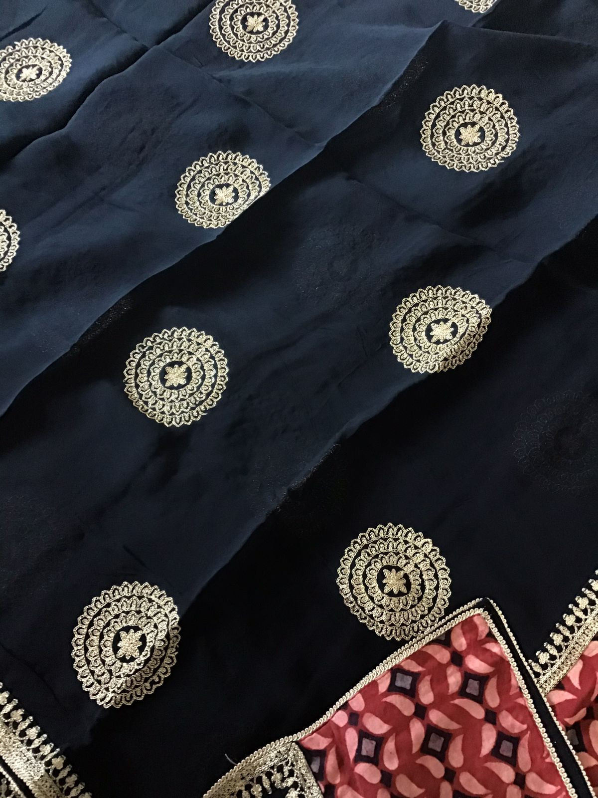 Pure Modal Silk Ajrakh Printed Embroidered Suit - Maroon