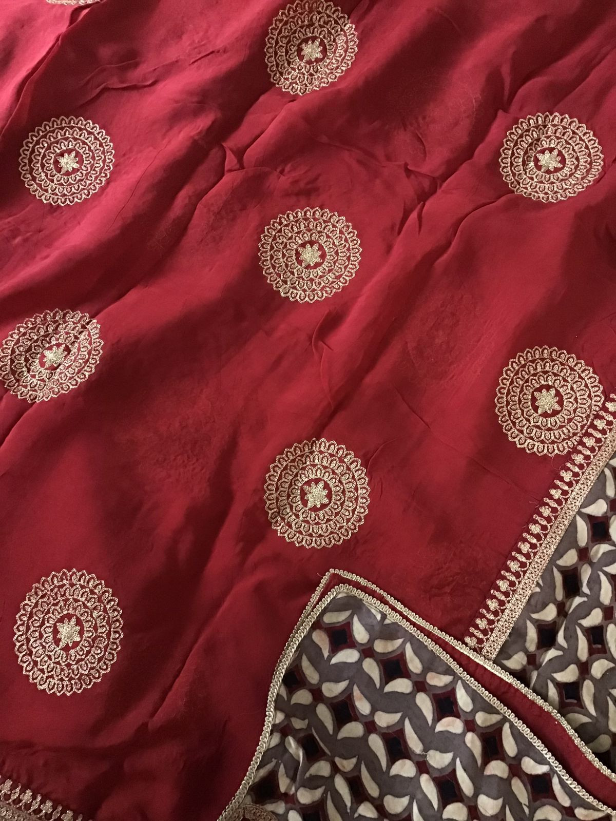 Pure Modal Silk Ajrakh Printed Embroidered Suit - Brown