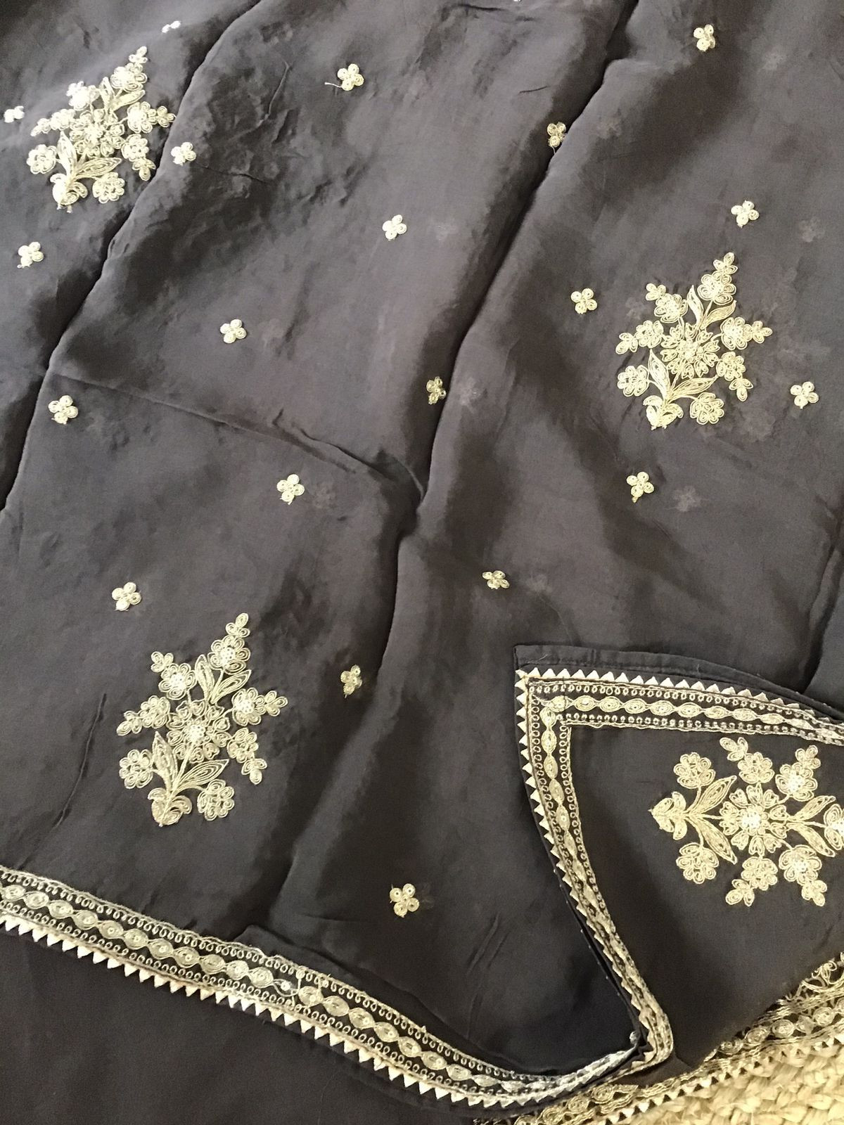 Pure Modal Silk Ajrakh Printed Embroidered Suit - Brown