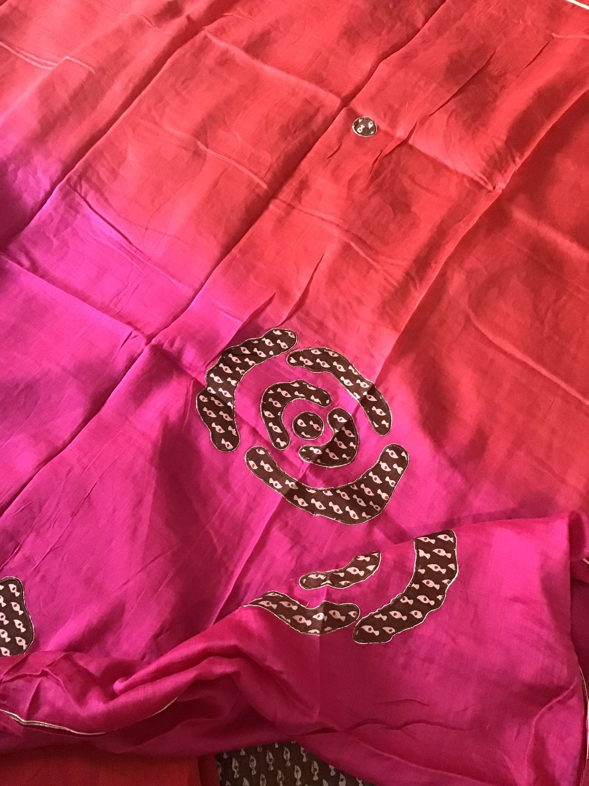 Pure Chanderi Printed Embroidered Suit - Brown