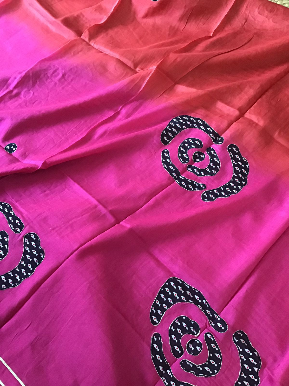 Pure Chanderi Printed Embroidered Suit - Black