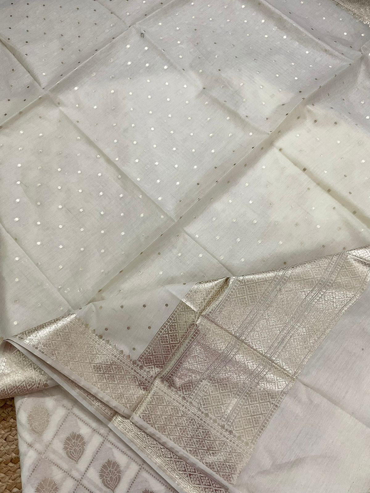 Soft Chanderi Banarasi Weaved Suit - Cream