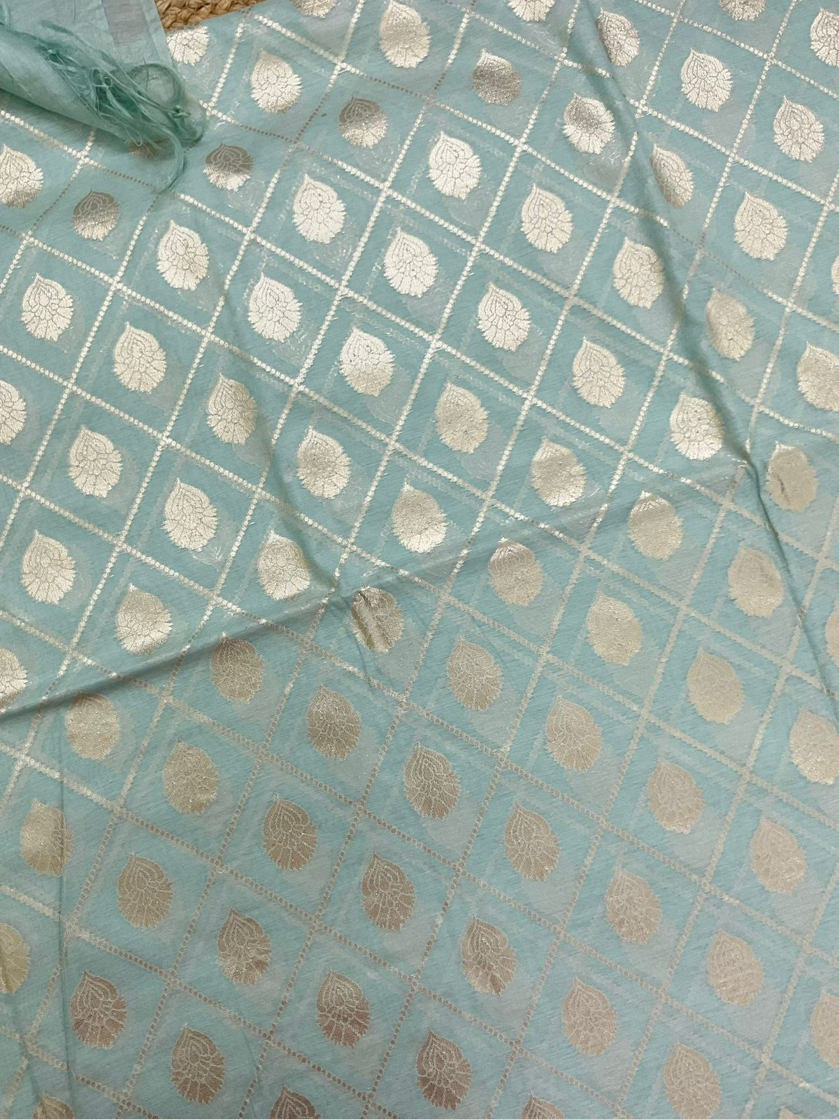 Soft Chanderi Banarasi Weaved Suit - Sea Blue