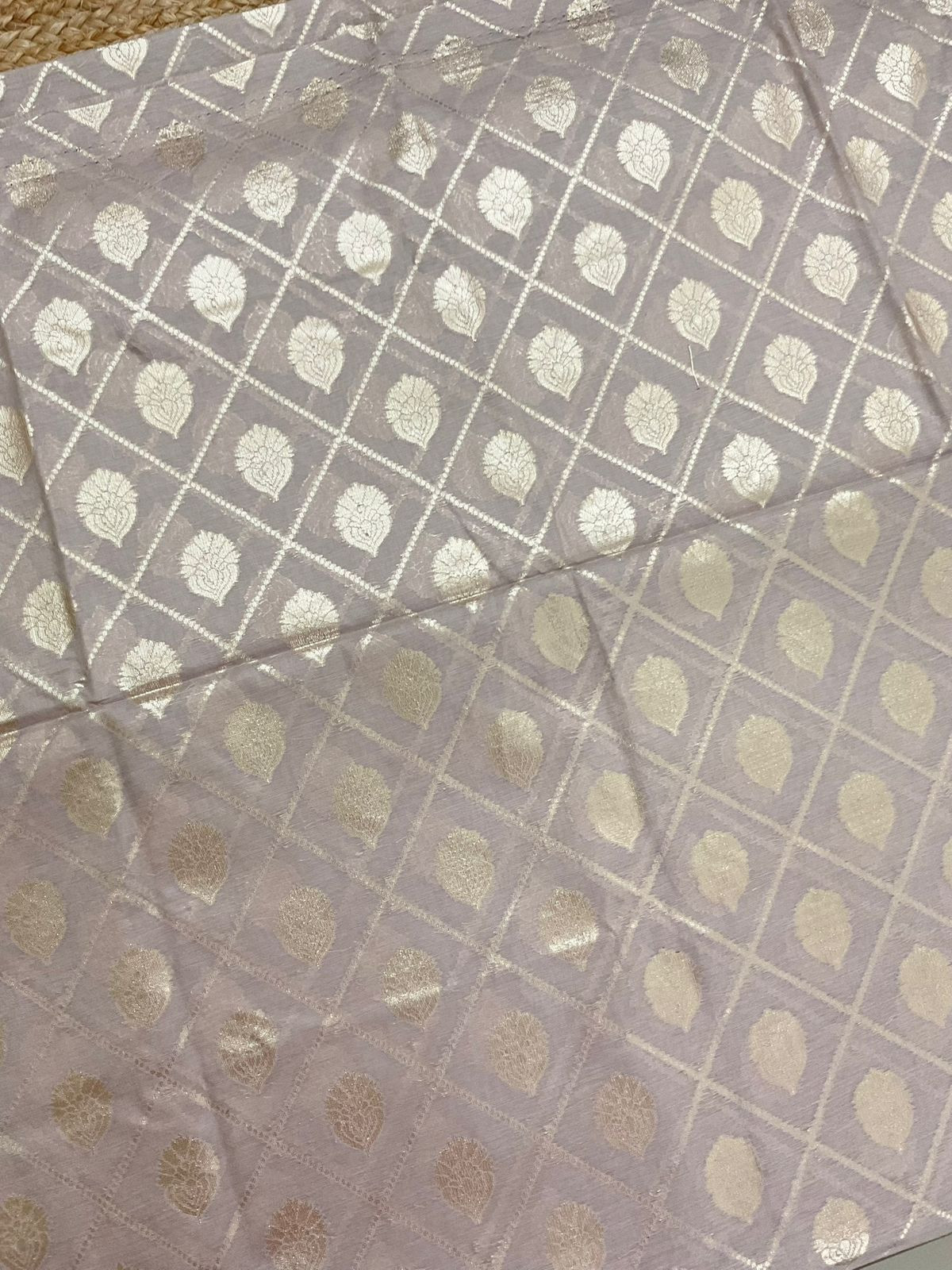 Soft Chanderi Banarasi Weaved Suit - Beigish Pink