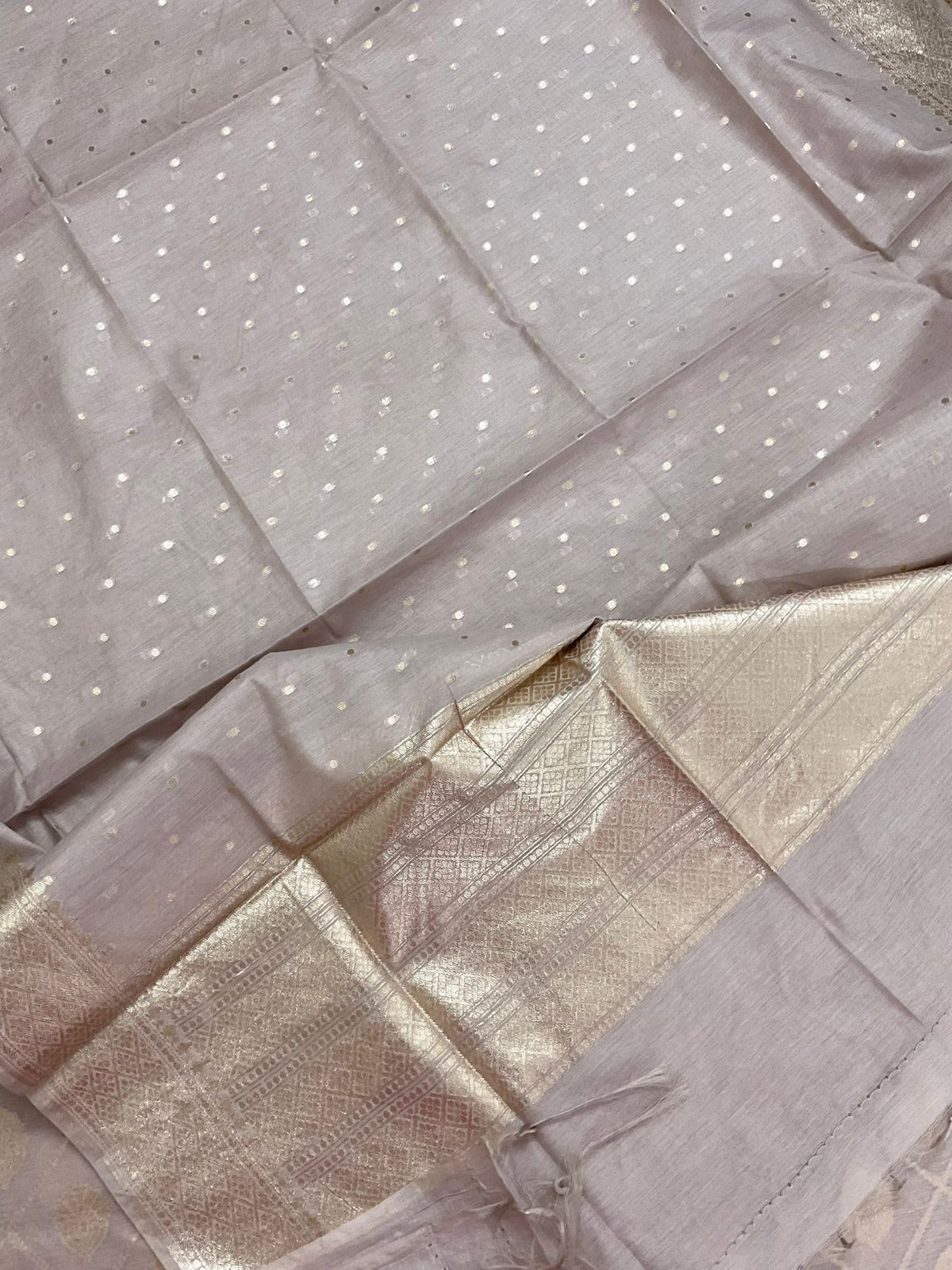 Soft Chanderi Banarasi Weaved Suit - Beigish Pink