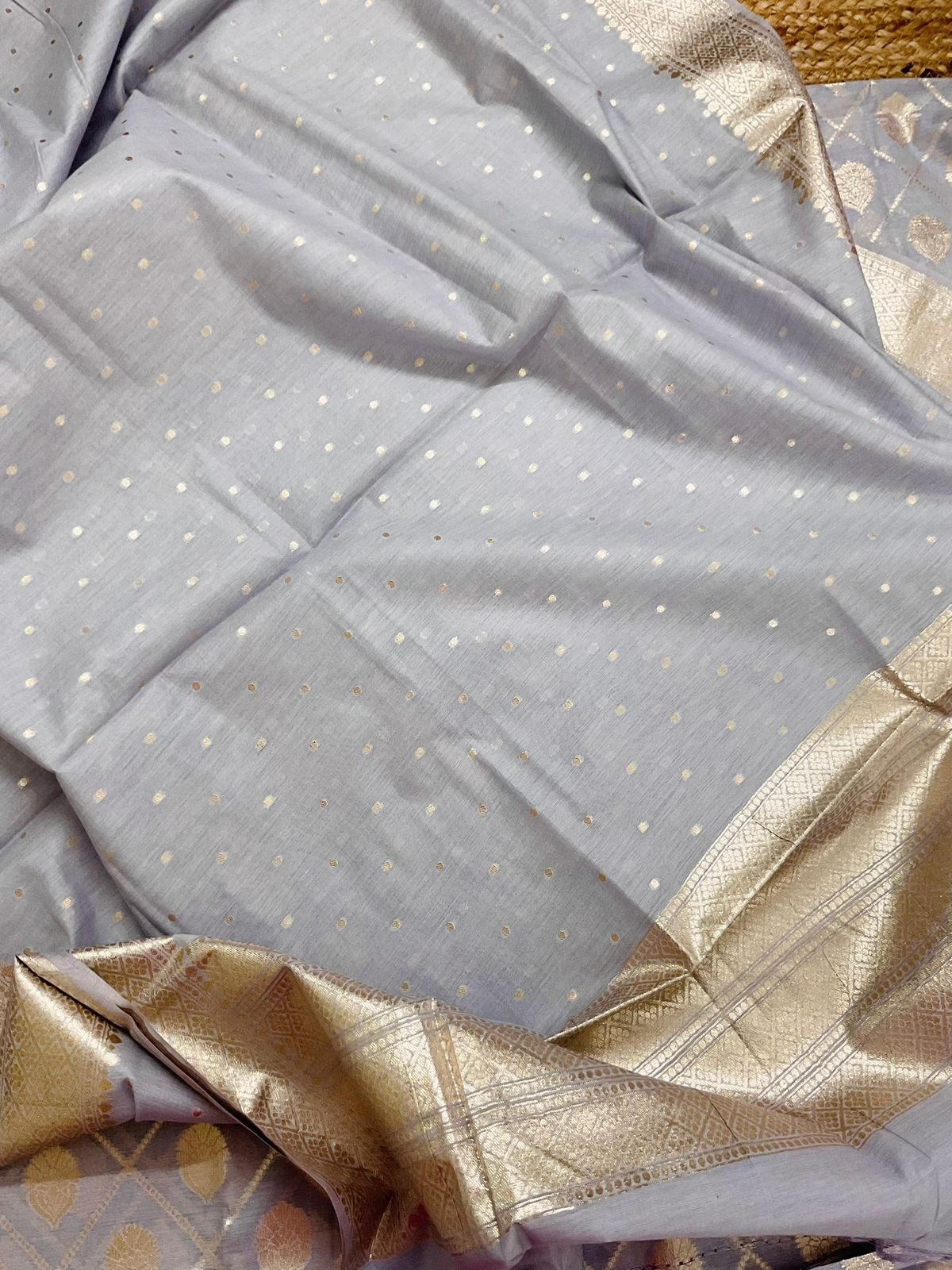 Soft Chanderi Banarasi Weaved Suit - Lavender