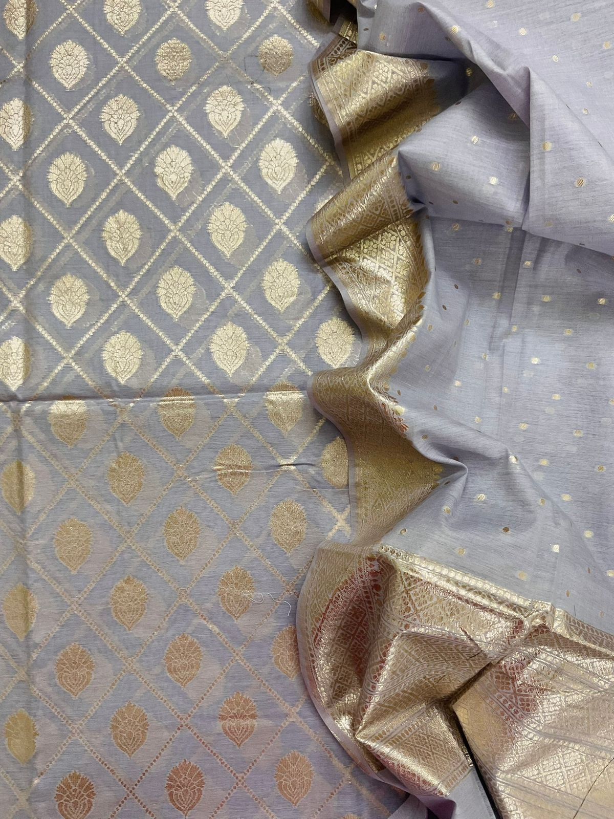 Soft Chanderi Banarasi Weaved Suit - Lavender