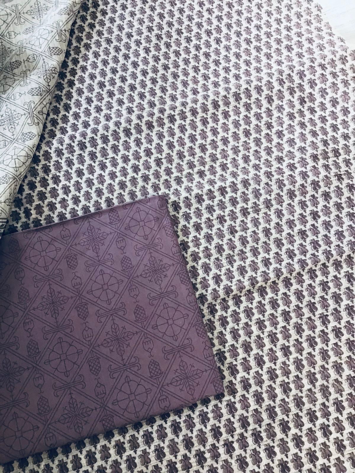 Pure Jute Cotton Printed Suit - Purple