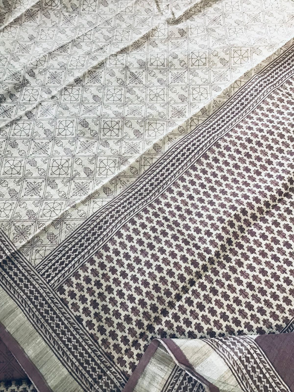 Pure Jute Cotton Printed Suit - Purple