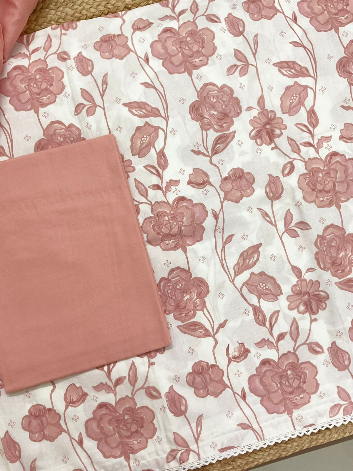 Pure Cotton Printed Embroidered Suit - Off White