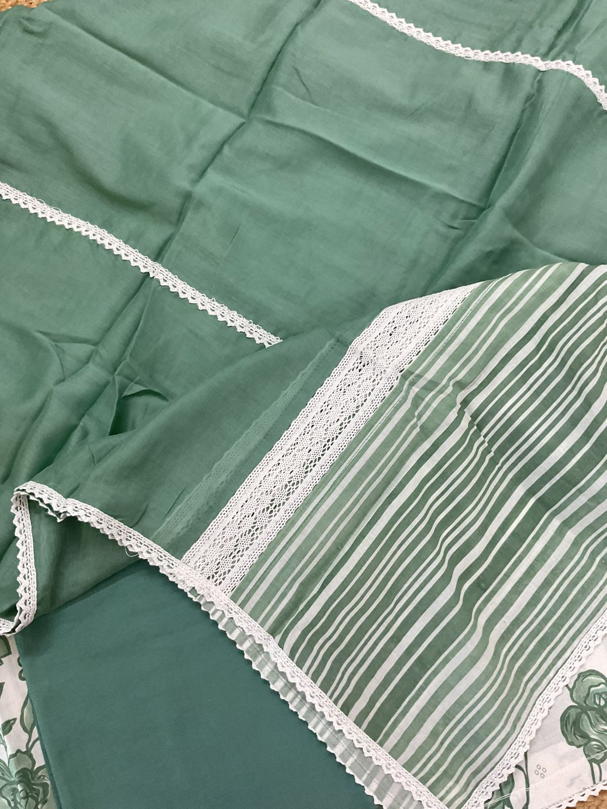 Pure Cotton Printed Embroidered Suit - Off White