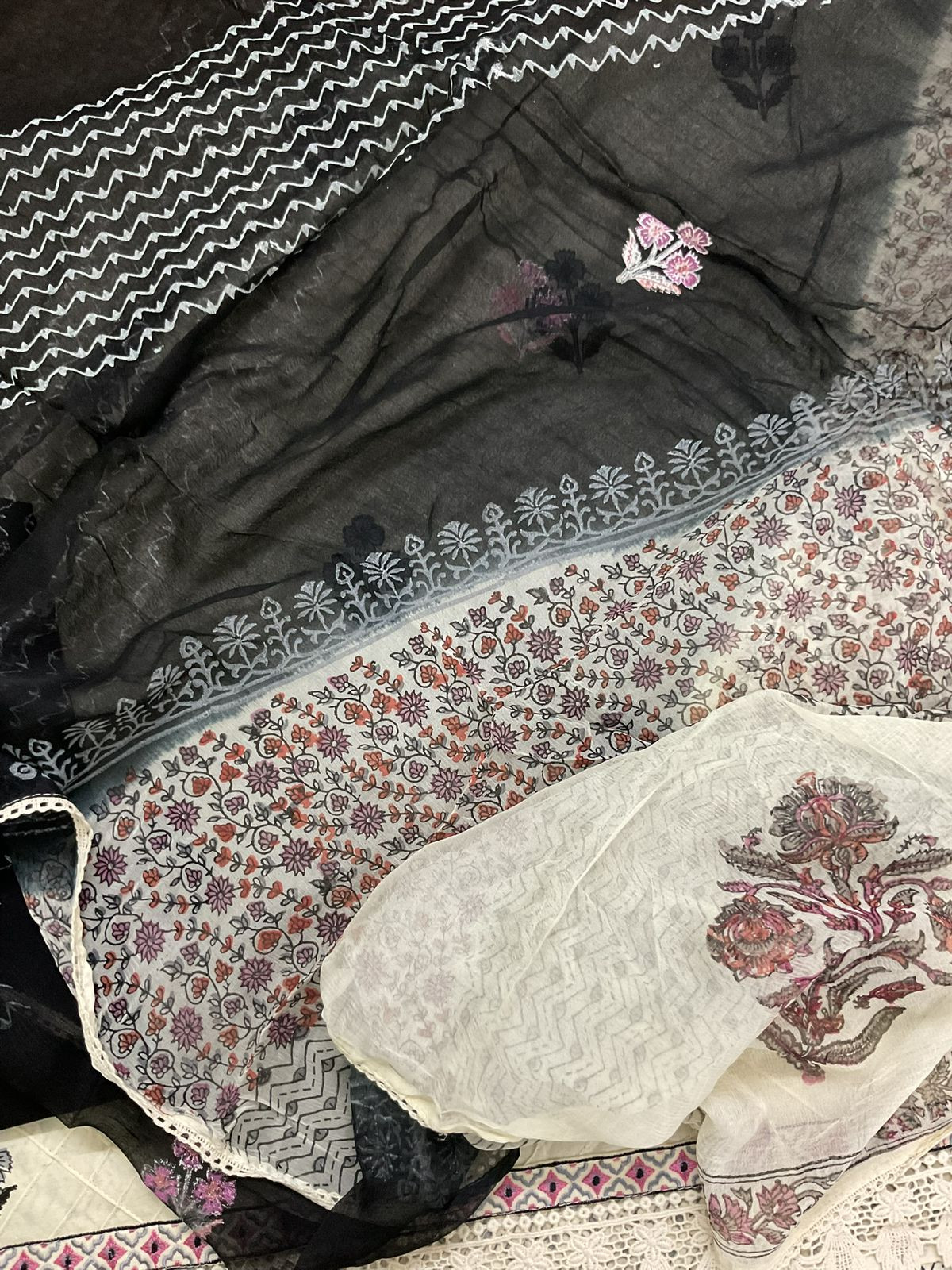 Pure Cotton Printed Embroidered Suit - Cream