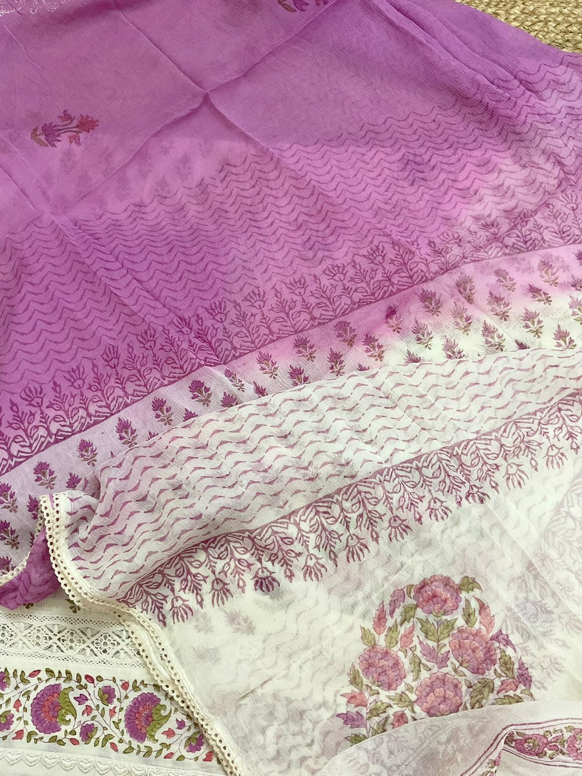 Pure Cotton Printed Embroidered Self Weaved Suit - Off White