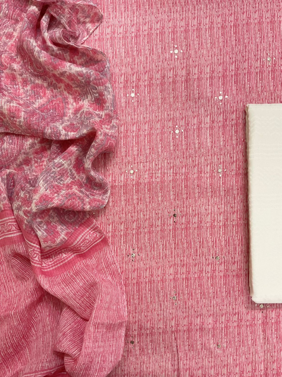 Pure Fine Cotton Printed Embroidered Suit - Pink