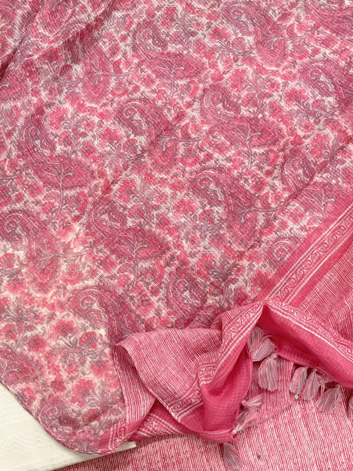 Pure Fine Cotton Printed Embroidered Suit - Pink