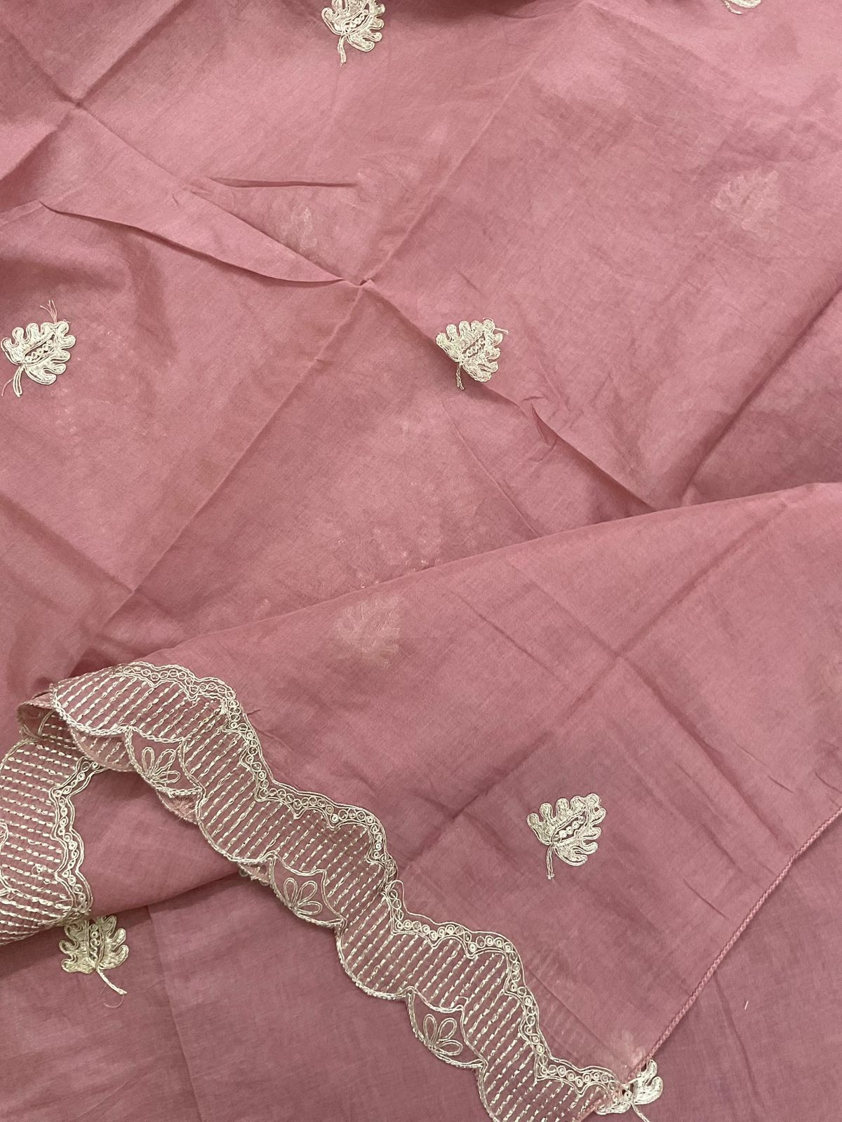 Pure Chanderi Embroidered Suit - Pink