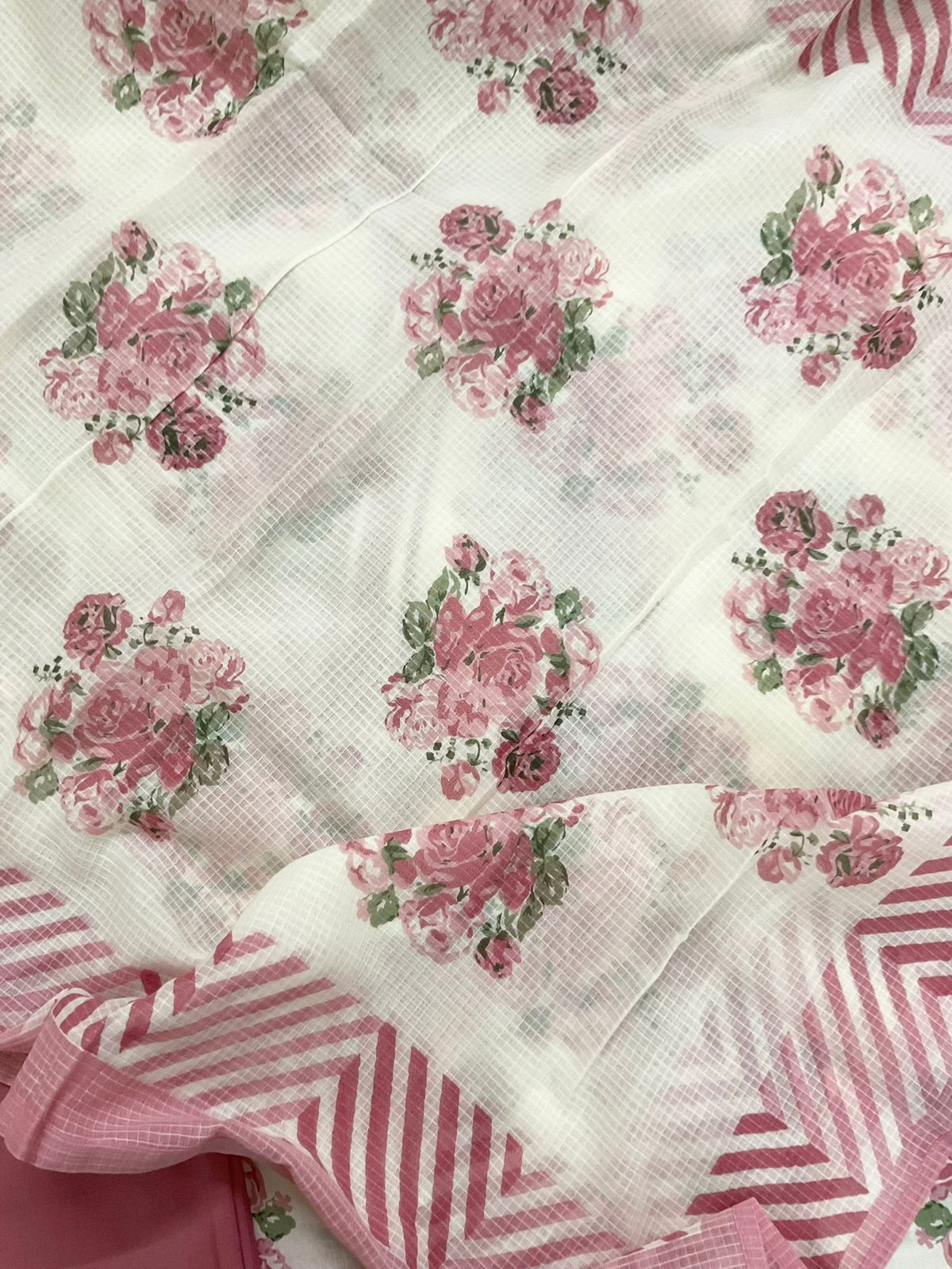 Pure Fine Cotton Printed Embroidered Suit - Off White