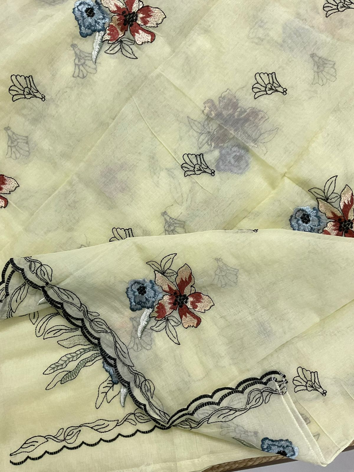 Pure Chanderi Embroidered Suit - Yellow