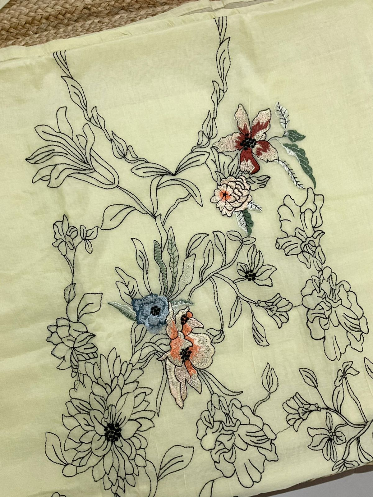 Pure Chanderi Embroidered Suit - Yellow