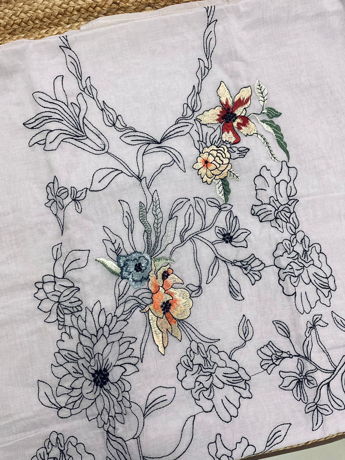 Pure Chanderi Embroidered Suit - Lilac