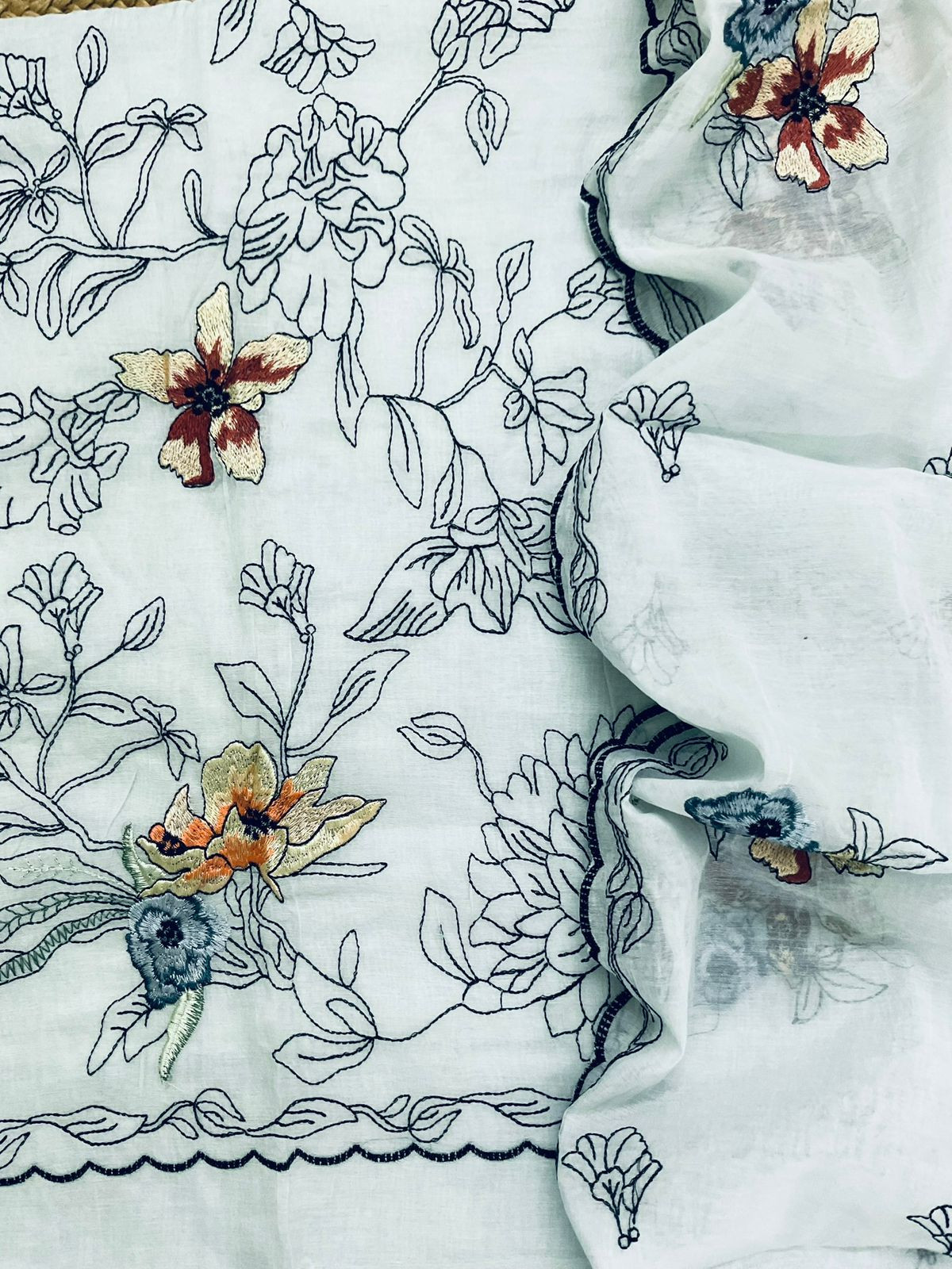 Pure Chanderi Embroidered Suit - Blue