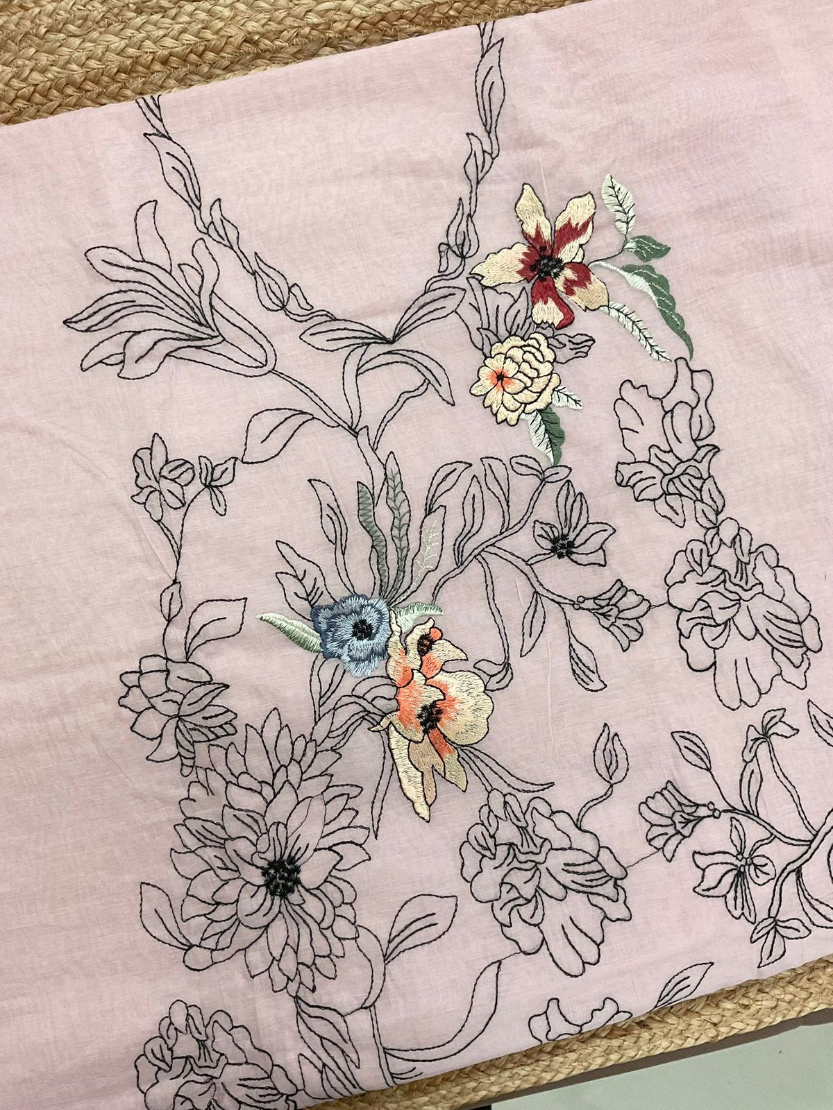 Pure Chanderi Embroidered Suit - Pink