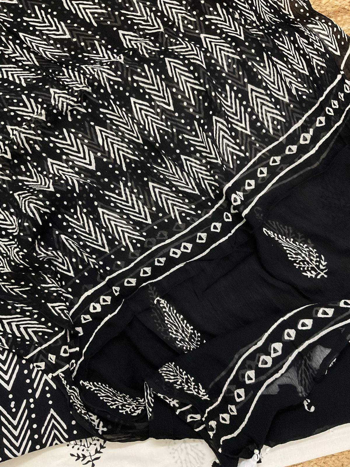 Pure Cotton Printed Embroidered Suit - White