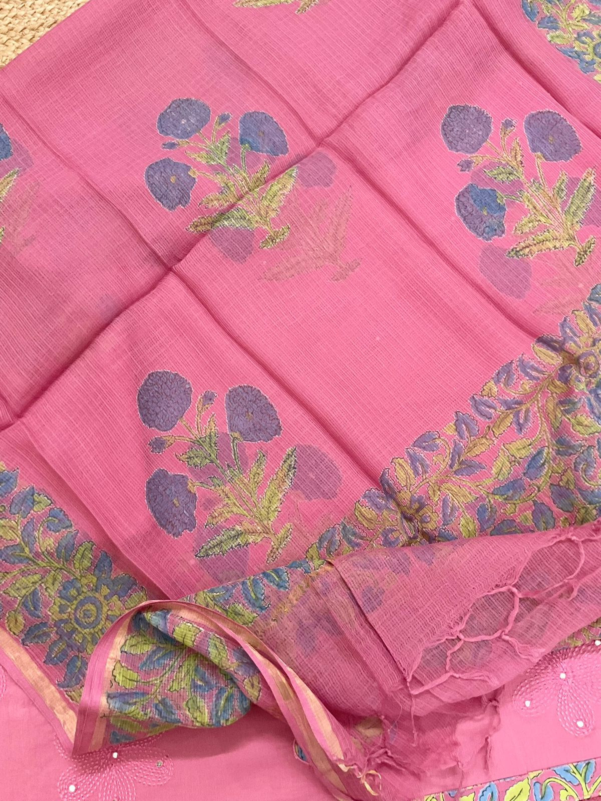Pure Cotton Printed Embroidered Suit - Pink