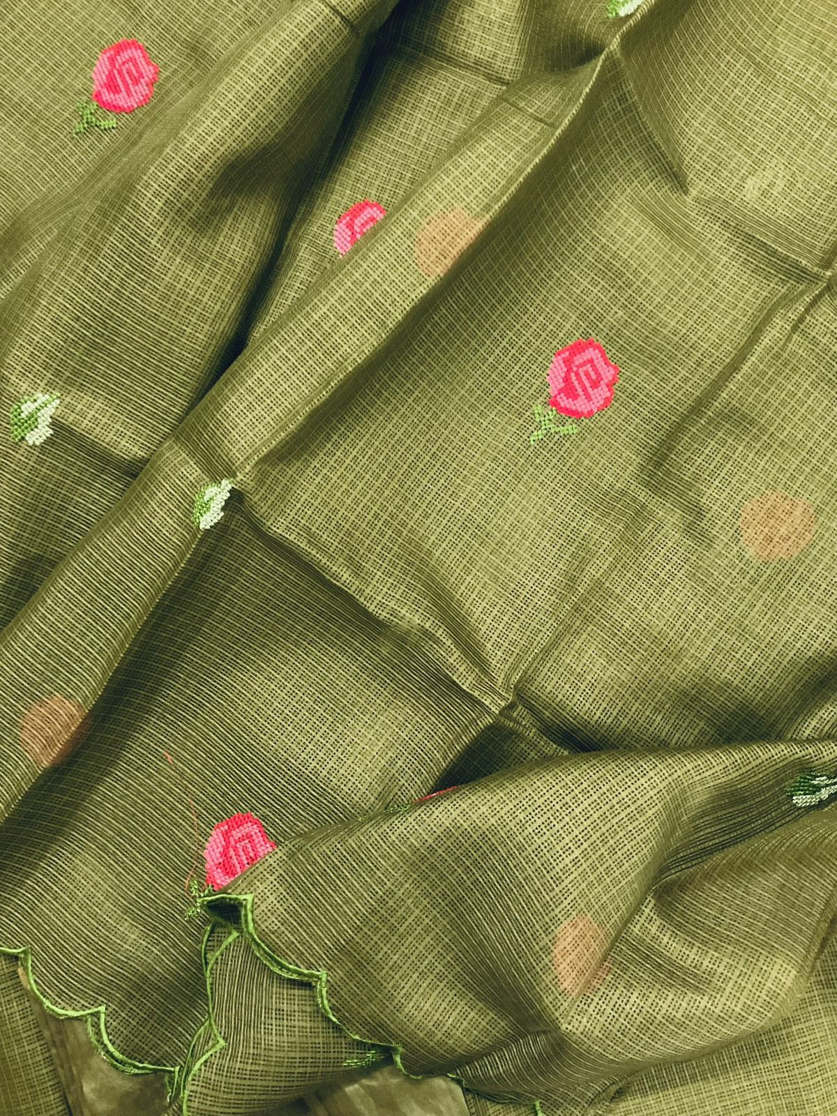 Soft Kota Silk Embroidered Suit - Green