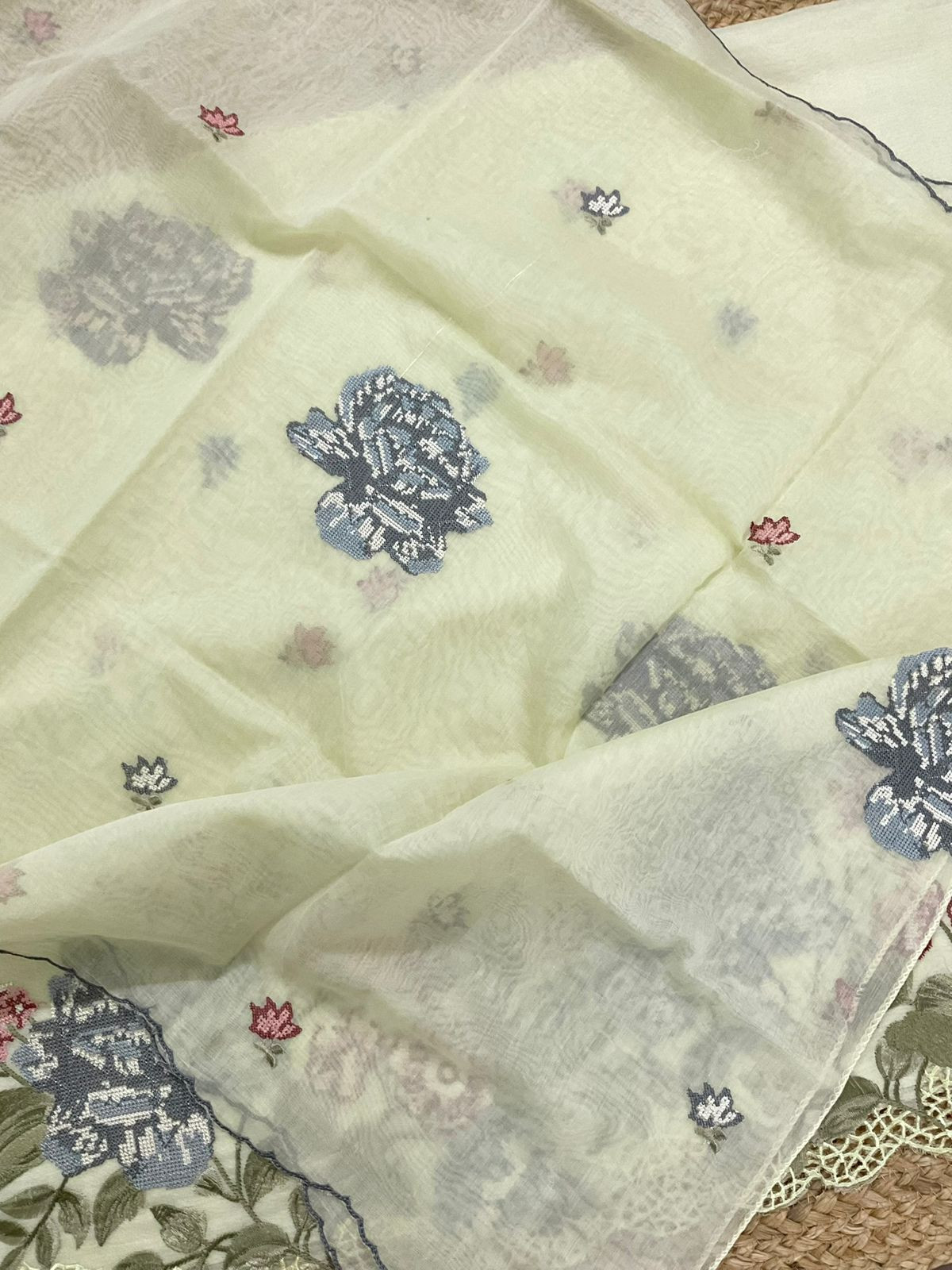 Pure Chanderi Embroidered Suit - Green