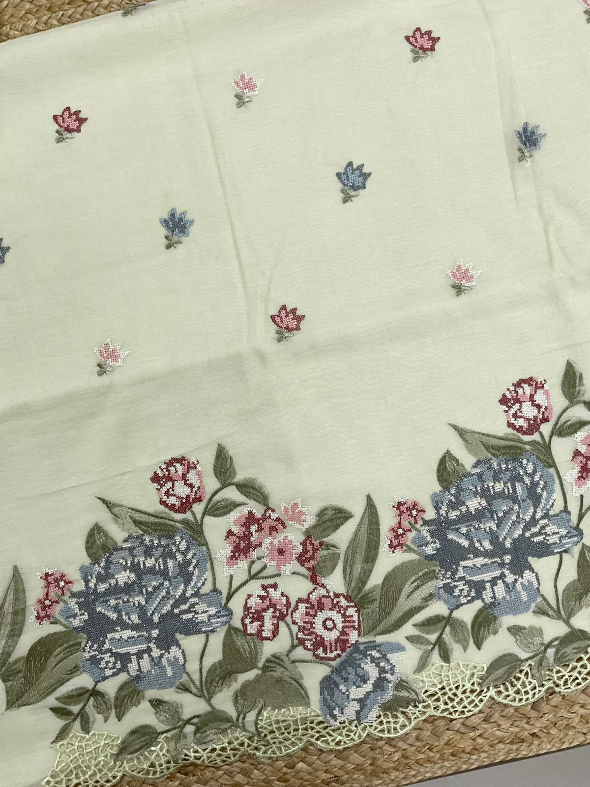 Pure Chanderi Embroidered Suit - Green