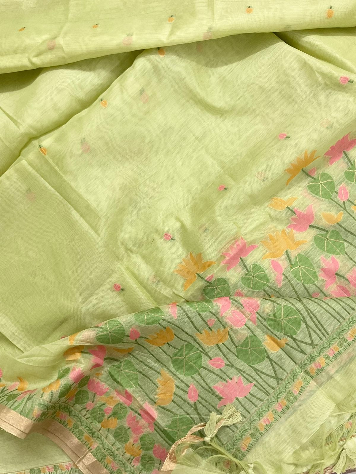 Soft Chanderi Jamdani Weaved Suit - Green