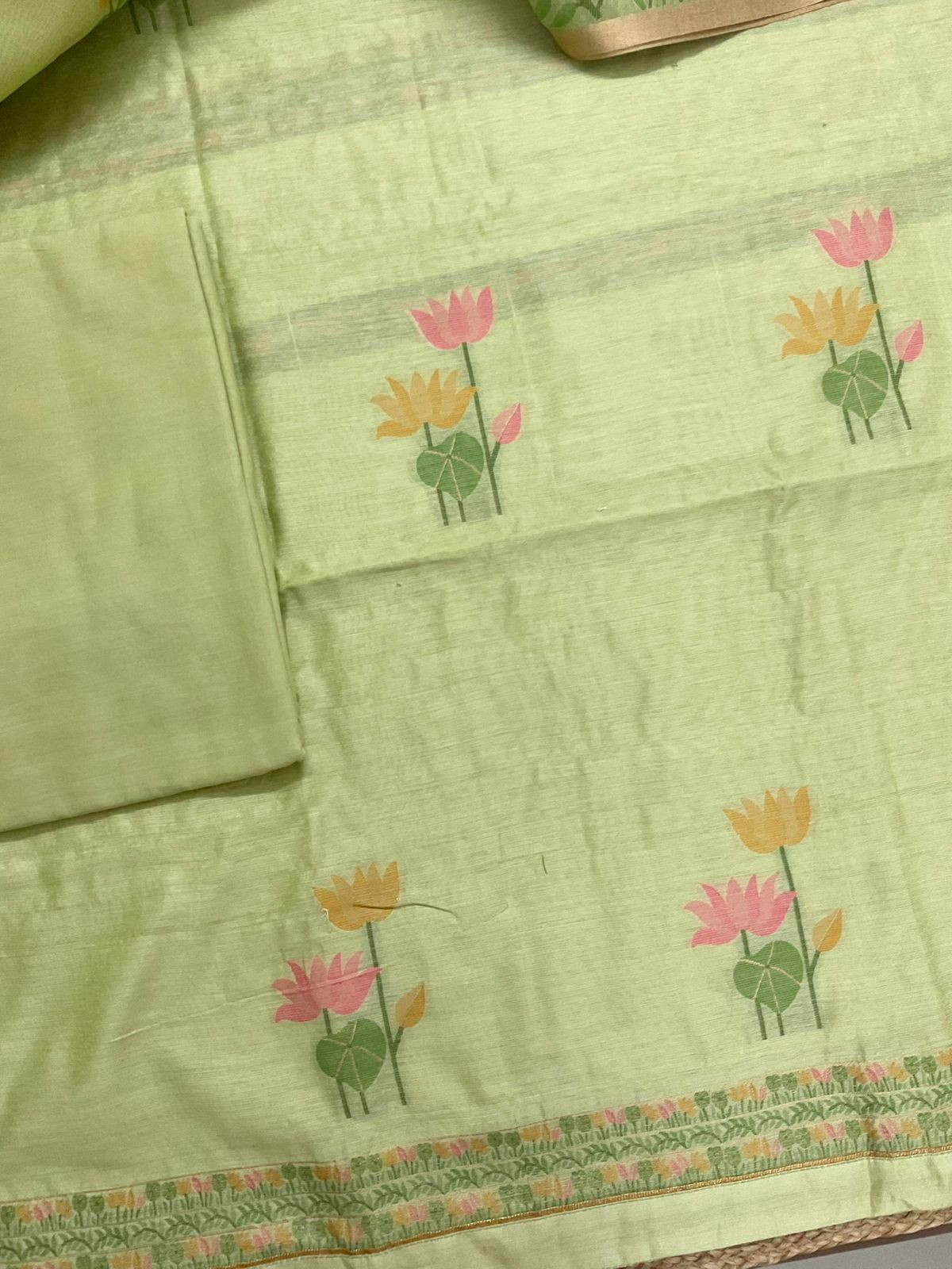 Soft Chanderi Jamdani Weaved Suit - Green