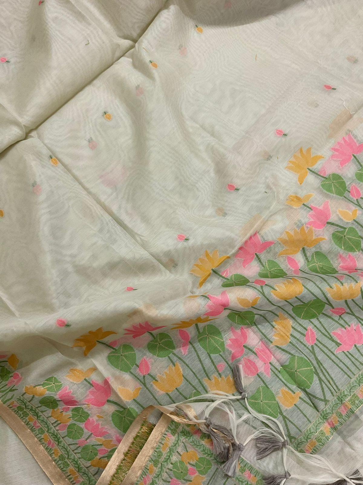 Soft Chanderi Jamdani Weaved Suit - Beige