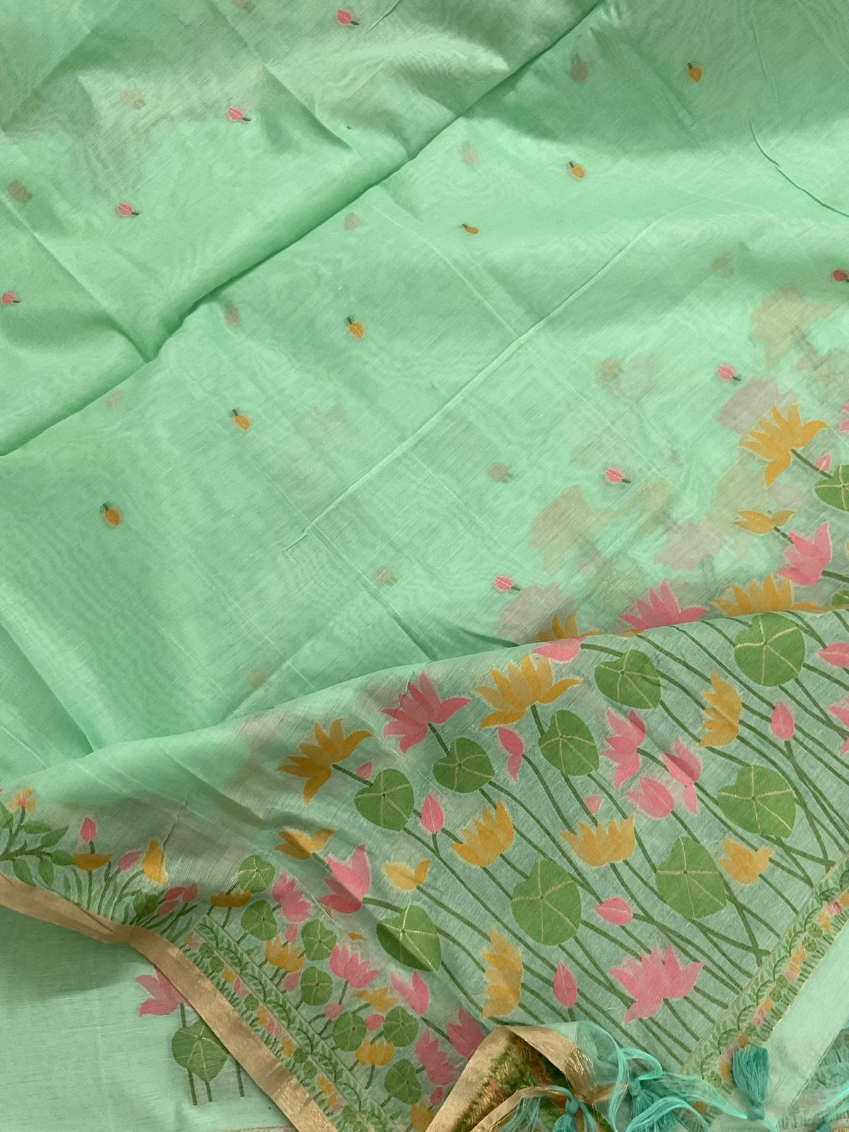 Soft Chanderi Jamdani Weaved Suit - Green