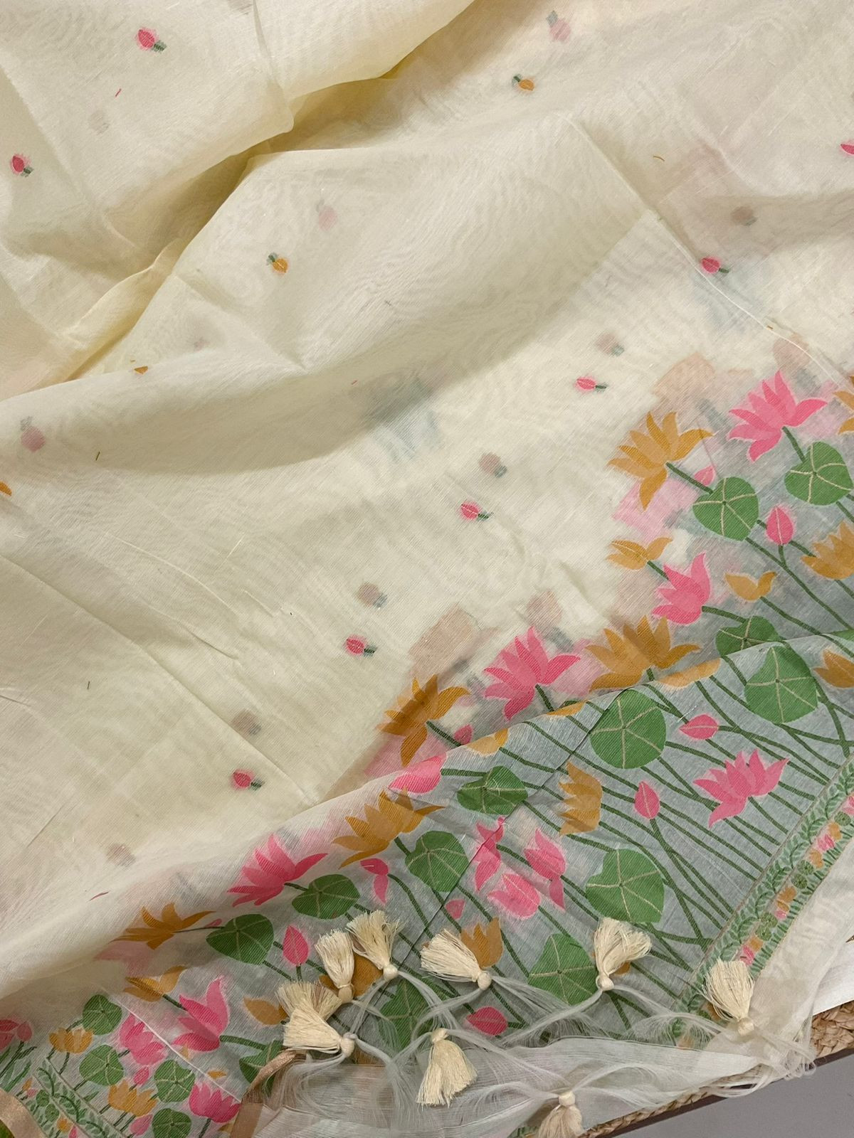 Soft Chanderi Jamdani Weaved Suit - Cream