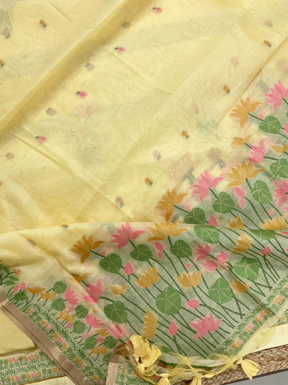 Soft Chanderi Jamdani Weaved Suit - Yellow