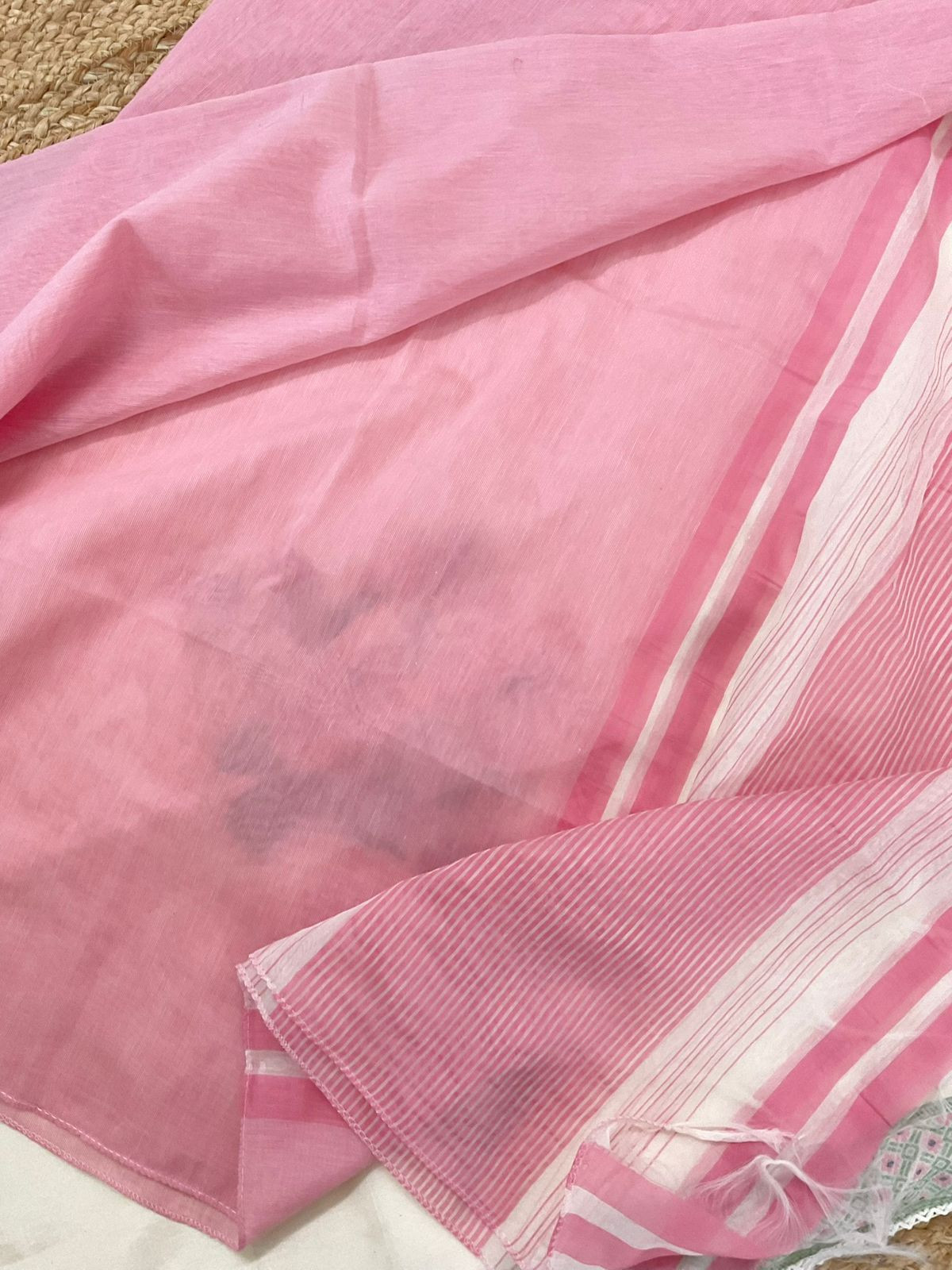 Soft Shimmer Silk Jamdani Weaved Embroidered Suit - Off White