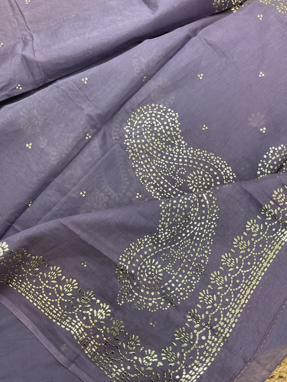 Soft Chanderi Embroidered Suit - Lavender