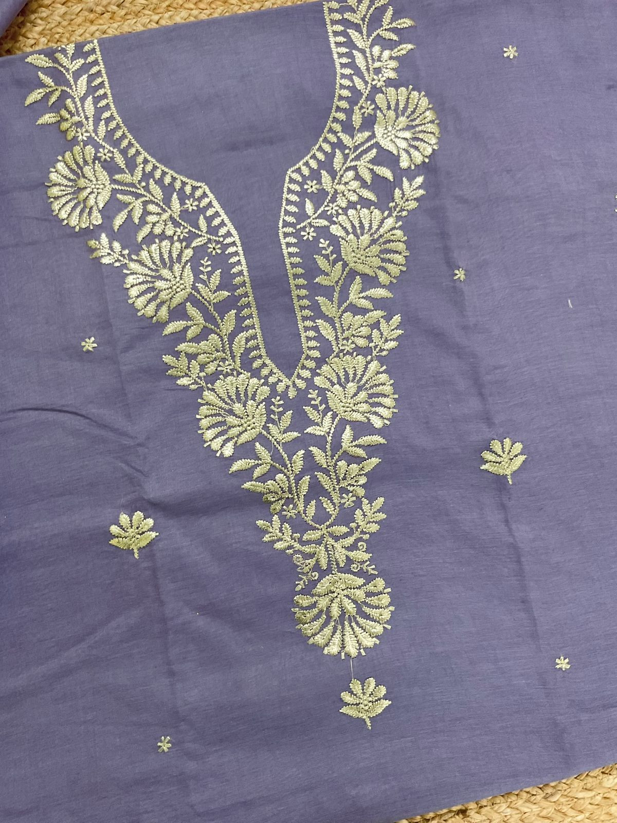 Soft Chanderi Embroidered Suit - Lavender