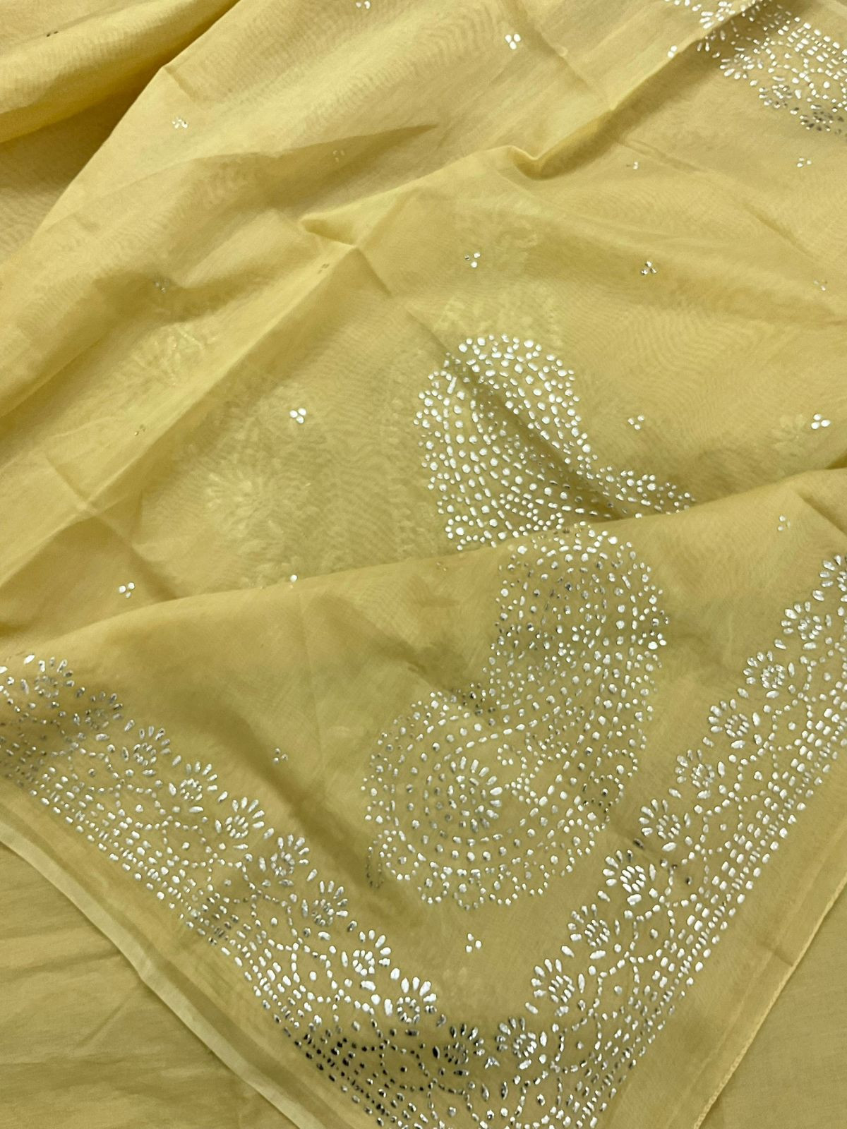 Soft Chanderi Embroidered Suit - Yellow