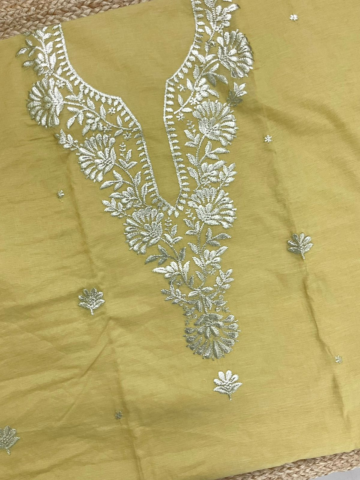 Soft Chanderi Embroidered Suit - Yellow