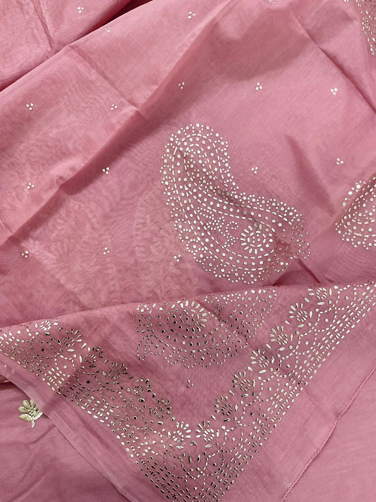Soft Chanderi Embroidered Suit - Pink