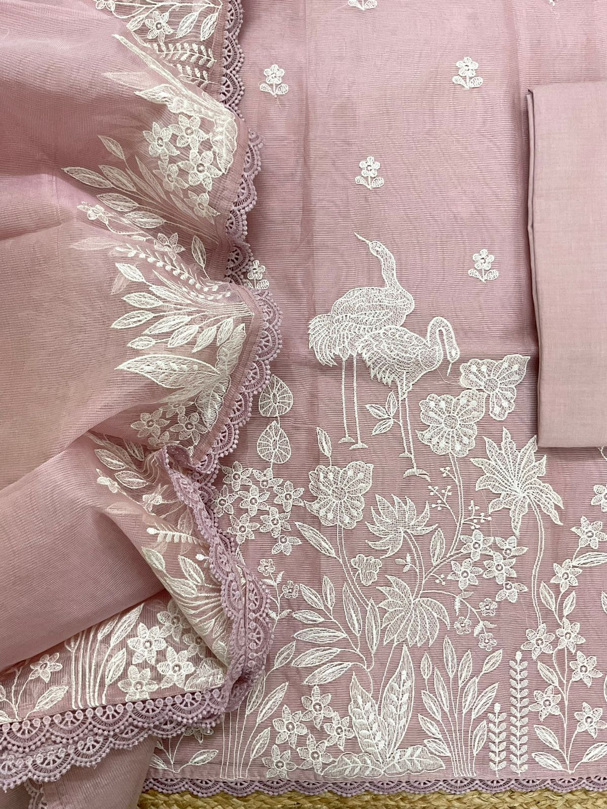 Soft Supernet Embroidered Suit - Onion Pink