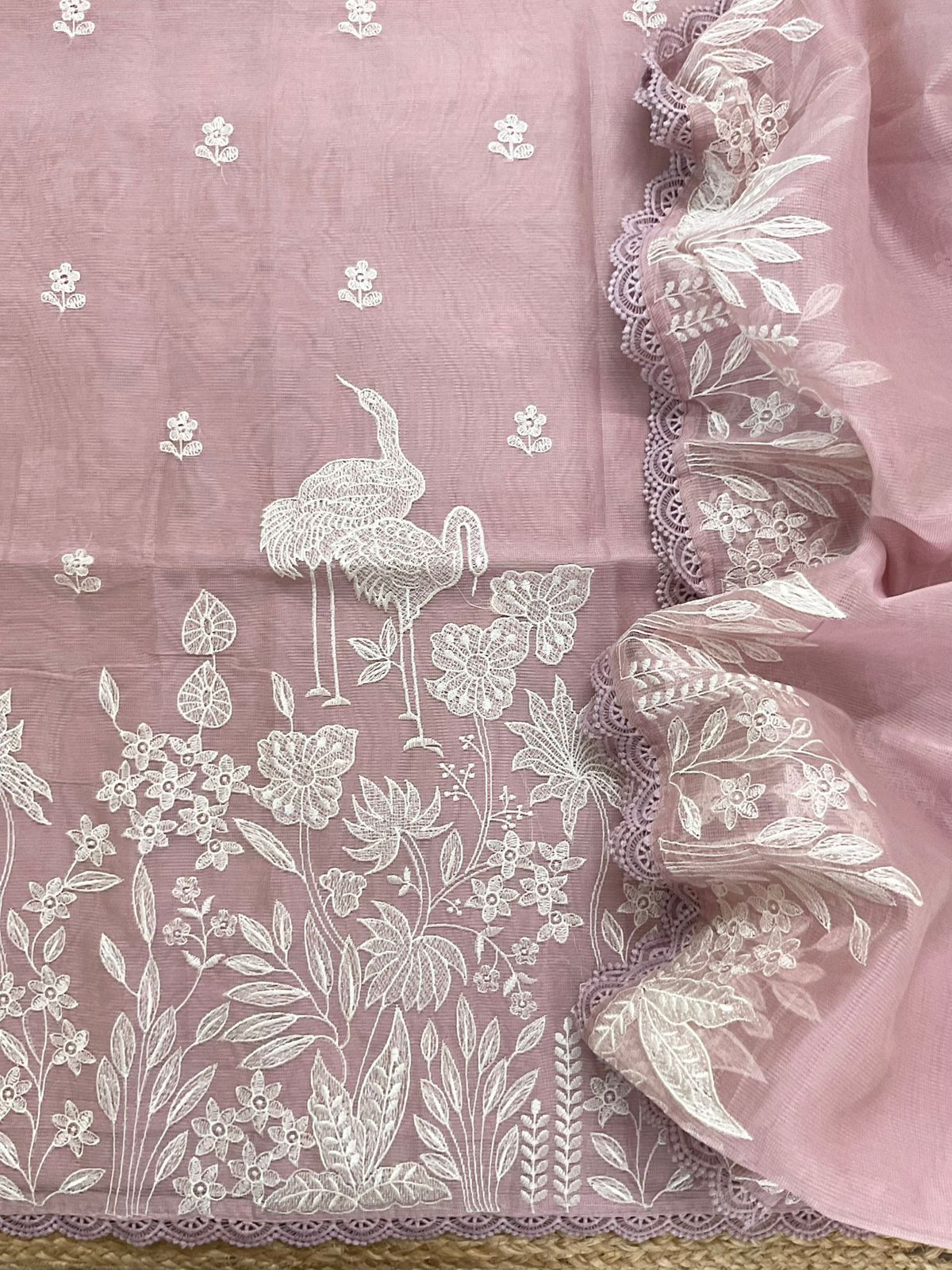Soft Supernet Embroidered Suit - Onion Pink