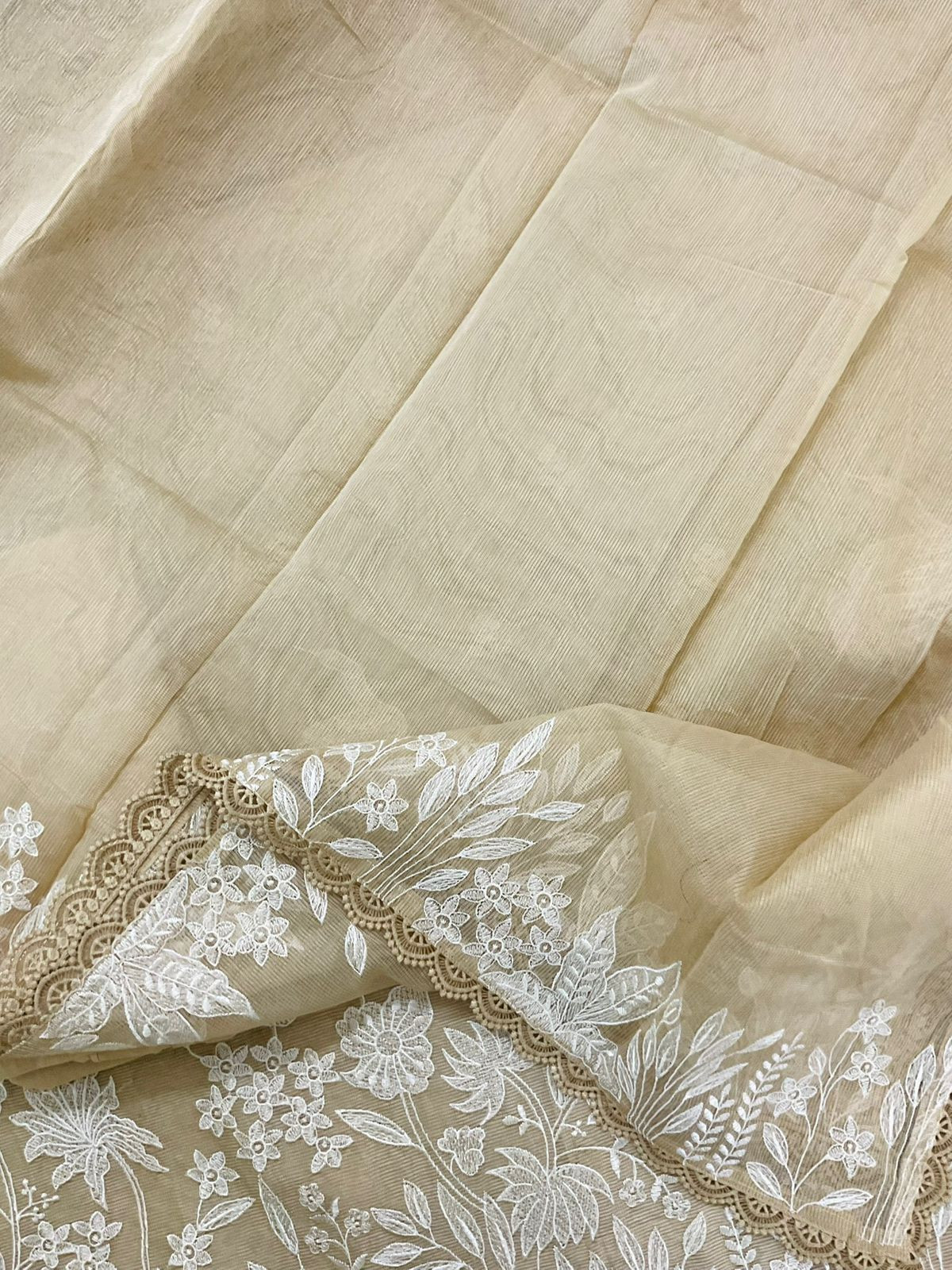 Soft Supernet Embroidered Suit - Beige