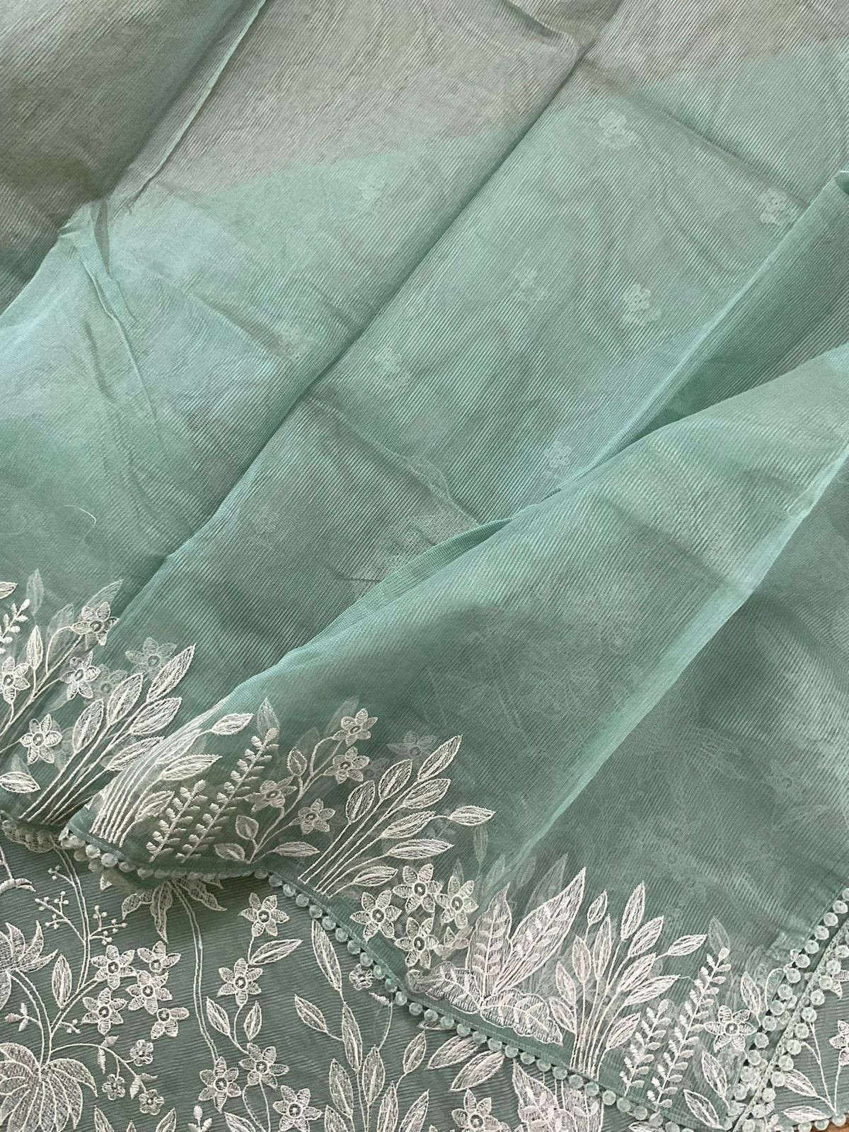 Soft Supernet Embroidered Suit - Green